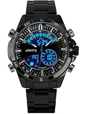 INFANTRY Herren Analog-Digital Armbanduhr Stoppuhr Alarm Stoppuhr Outdoor Datum Tag Alarm Stoppuhr Marine Blau...
