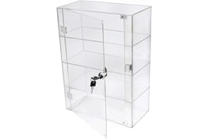 PC3721 @ 1 Vetrina acrilica trasparente lucida con sportello anteriore e lucchetto di sicurezza (406 x 300 x 153 mm)