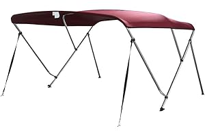 MiDMarine Premium Fabric Boat Bimini Top Canopy, 3 Bow, Multiple Colour & Size Option, Burgundy, 190-210cm