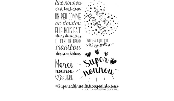 Tampons Transparents Miss Crea Merci Nounou Nounou D Enfer A5 Amazon Fr Cuisine Maison