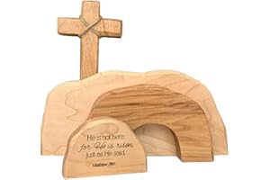 BOXWIZARD Ostern Auferstehung Szene Ornamente Jesus Krippe Dekorationen Osterszene hölzerndeko Tischdeko Set Resurrection -Szene Holzornamente für den Heimtisch Dekoration Christian Figur