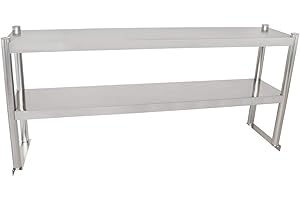 Beeketal 'BTA-120' Küchen Arbeitstisch Aufsatzboard 120 cm aus Edelstahl mit 2 Ablageflächern (Tragkraft je Ablage 15 kg) - Regal Aufsatz zur Montage auf Beeketal Gastro Küchentischen