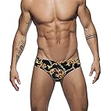 ORANDESIGNE Costume Piscina Uomo Slip Vita Bassa con Pad Rimovibile Parigamba Mare Nuoto Stampa Costumi da Bagno Imbottiti Sw