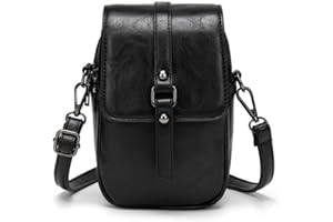 myfriday Women Vintage Crossbody Phone Bag Small Messenger Bag Shoulder Bag Handbag Wallet Purse 2 Main Pockets with Earphone Hole