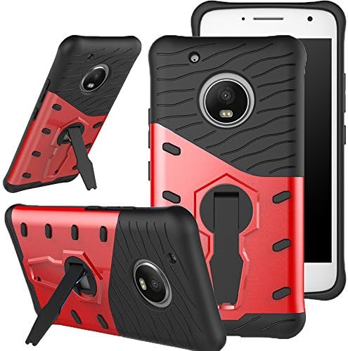 MOTO G5 PLUS Armor Case Cover High Quality REXANG [Ultra Armor] Ough Durable Survivor ,Hard Rugged Shock Proof Heavy Duty,Best Heavy Duty Dual Layer Tough Cover With Stand For MOTO G5 PLUS (MOTO G5 PLUS, Red)