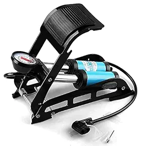 EPAUTO Double Barrel Bike Floor Foot Pump,Portable Air Pump with 160 PSI Precision Pressure Gauge for Bicycle,Ball,Scooter,Car,Toys Inflatable (Multicolor)