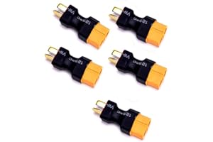LINSYRC 5-Pack Adattatore Connettore Femmina XT60 a Connettore Maschio Spina-T Deans per RC Car Plane Lipo Batteria ESC (Senza Filo)