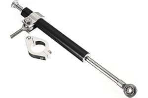 ATpart Amortisseur de Direction Amortisseur réglable de Moto Stabilisateur de Titane modifié Règle en Titane Longue Barre de Guidon Amortisseur stabilisateur
