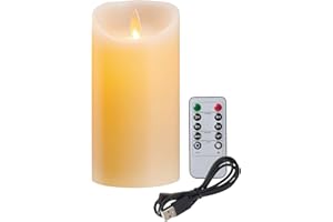 Koelaa Vela LED Recargable USB con Control Remoto, Velas sin llama, Decoración para Salón, Bodas, Halloween, Navidad - 7.5x10cm