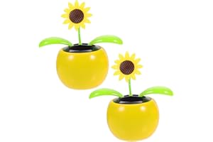 Vaguelly Solar Automatik Schaukel Auto Ornamente Sonnenblume Blumentopf Armaturenbrett Solar Tanzblume Solarbetrieben Tanzende Sonnenblume Armaturenbrett Solarbetriebene