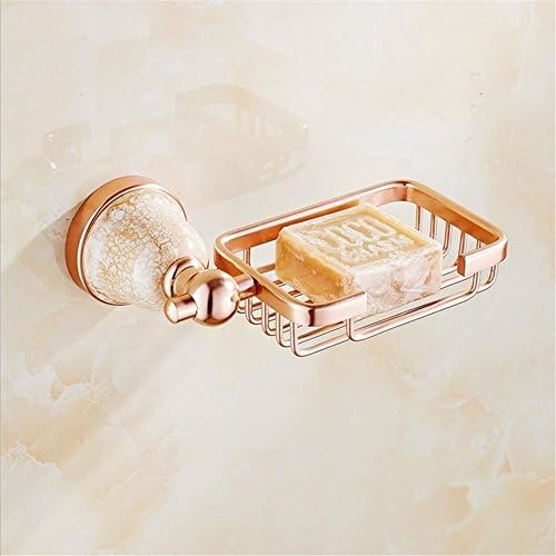 ADMFZ European soap box ceramic soap rack bathroom soap net soap dish space aluminum rose gold rack 9 * 9 * 18 (cm)