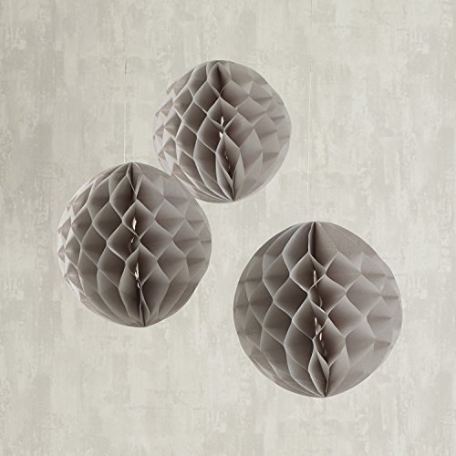 9er Set Seidenpapier Pompoms und Wabenbälle Honeycombs Schwarz Weiß Grau Lights4fun - 2