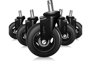 Offgridtec Set med 5 kontorsstolshjular, reservhjul för kontorsstolar på matt- och parkettgolv, hållbara stolhjul, högpresterande hjul, skyddar trä- och vinylgolv, 11 x 22 mm axel