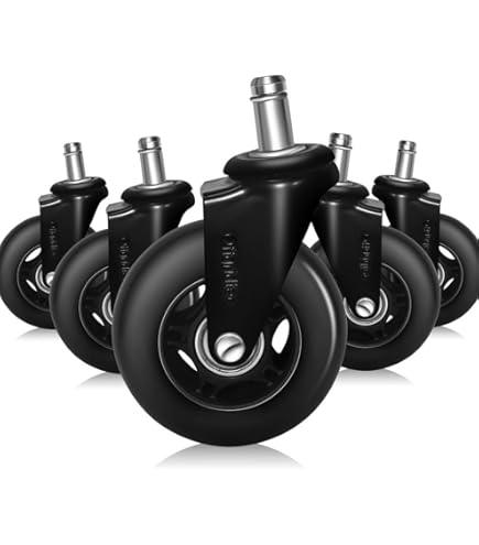HMF 6810 Wielen voor harde vloeren, bureaustoel met remfunctie, 5 stuks, 11 mm, zwart