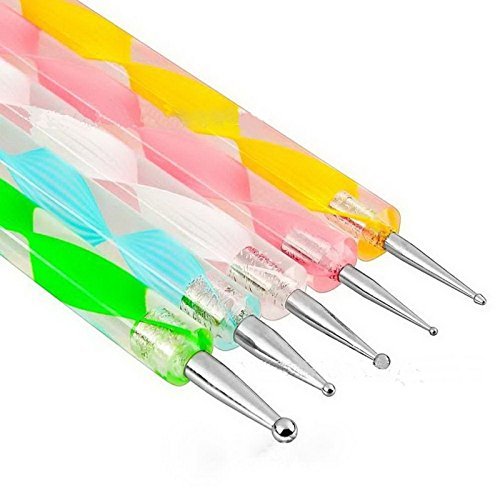Goliton pinceaux à ongles Nail Art stylo Design Peinture Parsèment Detailing Punk tierung Stylet Lot de dotting pen Marbleizing Outils Vernis à ongles manucure Dot Nail Art Set (5PCS)