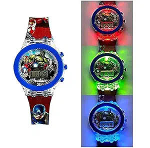 D K 11 Super Hero Picture Watch. 7 Color Disco Glowing Light Digital Watch for Kids | Boys Watch 3 to 6 Year Kids Gift. ( Super Hero Watch)