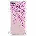 Produktbild MUTOUREN Handyhülle für iPhone 7 Plus (5.5 Zoll) TPU Silikon Case Cover Durchsichtig Schutzhülle Tasche Etui Bumper Ultradünne Weich Kratzfeste Soßdämpfende Silikontasche Hülle Weiß - schön Pfirsichblüte Rosa
