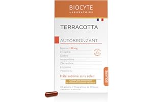 BIOCYTE Terracotta Autobronzant - Teint Hâlé Sans Soleil - Sans Beta Carotene - Roucou, Lutéine, Astaxanthine, L-Tyrosine, Vitamine D - Programme 30 jours