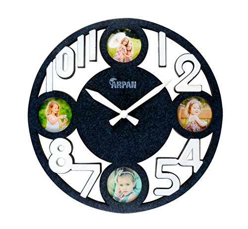 ARPAN Analog Decorations Wall Clock with photo Frame, Gift photo frame clock (Marble Blue)