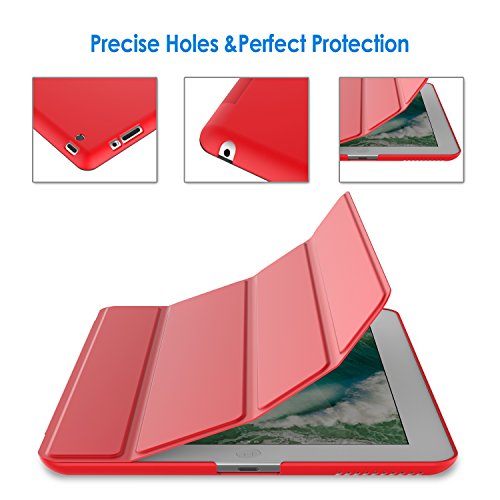 JETech® GOLD iPad Hülle Schutzhülle Etui Tasche für Apple iPad 2/3/4 Smart Case Cover mit eingebautem Magnet für Einschlaf/Aufwach (Rot) - 5