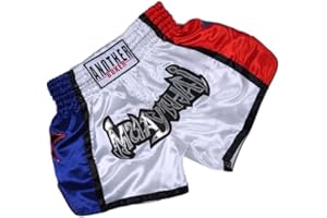 HONSEADEK Pantalones Cortos de Boxeo Muay Thai, Unisex, Artes Marciales, Kickboxing, para Entusiastas del MMA (S, Blanco)