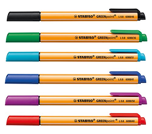 Stabilo Umweltfreundlicher Filzstift (Greenpoint, mit 6 verschiedenen Farben) 6er Pack - 2