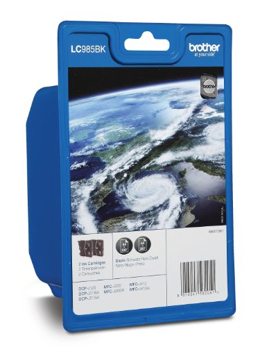 Brother LC985BKBP2 Ink Cartridge, 2-er Pack, 300 Seiten, schwarz