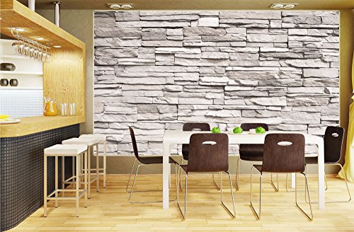 GREAT ART Weiße Steinwand Wanddekoration – Wandbild Steinmauer Motiv XXL Poster (140 x 100 cm) - 6