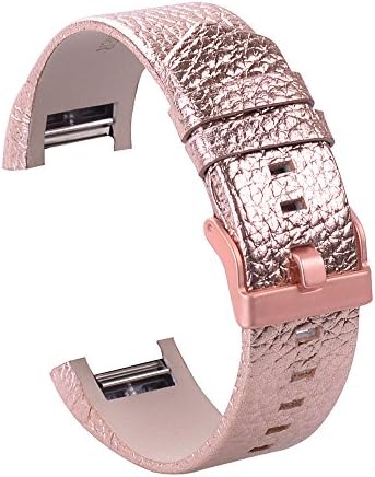 feibi Leather Strap Leather Band Braclet Wristband For Fitbit Charge 2 (Rose Gold)