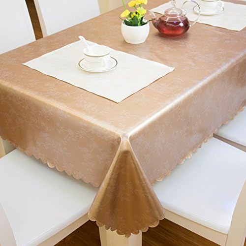 XMMLL Waterproof Anti-Fouling Anti-Slip Anti-Skid Anti-Oil Free Wash Tablecloth Rectangular Coffee Table Cloth Hotel Mats, Round Tablechampagne Color,1*1M