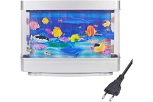 Gokelomg Lámpara de Acuario Tropical Artificial, luz para Acuario, océano Virtual, lámpara de Mesa LED dinámica, decoración de Habitaciones, Regalo, Duradera, fácil de Usar, Enchufe de la UE