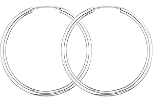 EDELIND Pendientes de aro finos 20mm 14K/585 Oro blanco Aros de oro para mujer hombre 2 mm de ancho Aretes de mujer con Caja de regalo de joyería