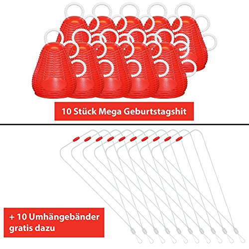 SONDERAKTION! MEGA-Geburtstagshit! 10 Stück Caxirola Rumba Rassel Stimmungsmacher/ Anfeuerungsset  für Kindergeburtstag Spiele, Turniere, Anfeuern, Fußballparty, Sportfeste und als super Mitgebsel / Gastgeschenk für jedes Kind. 10 Stück im Karton Farbe Rot - 4