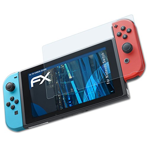 Preisvergleich Produktbild atFoliX Schutzfolie kompatibel mit Nintendo Switch Panzerfolie, ultraklare und stoßdämpfende FX Folie (3X)
