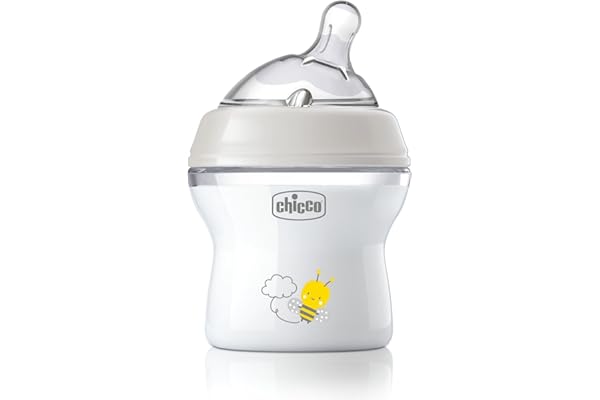 Chicco Natural Feeling Biberon Anti-Colique 0M plus 150ml Biberon avec Tétine en Silicone - Flux lent - Couleur Neut