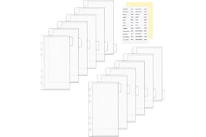 AXEWOODZ Set di 2 buste A6 con 2 adesivi con linguetta, buste A6 senza cerniera, per riempire contanti, divisori in polipropilene trasparente, per organizer personale A6 per budget (A6)