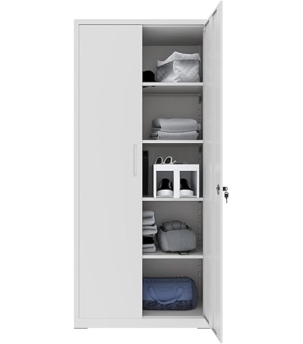 Armadio Metallico Jan Nowak - Set Di 3, Grigio, 195x90x40 Cm, Per Ufficio E Archivio - Foto 14