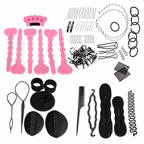 Haare Frisuren Set, Lockenwickler, Haar Styling Zubehör, 22 Stück DIY Haar-Styling-Werkzeug, Haar Pin Haar Bun Maker Frisuren Werkzeuge Set für Frauen Mädchen geeignet für Anfänger (22PC) - 2