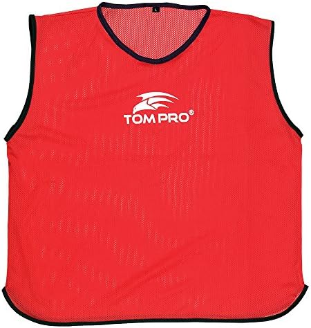 5 X Tompro AirPlus Training Mesh Bibs Vests Football Soccer Rugby Red Mens One Size