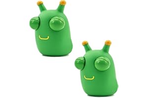 ATBEAMEN 2pcs 3D Green Grass Worm Popping Out Eyes Squeeze Toy for Kids,Funny Pinch Toy Stress Relief Toy Novelty Fidget Toy Hand Squishy Squeeze Toys for Kids Adult,Relieve Stress,Christmas Stocking Fillers