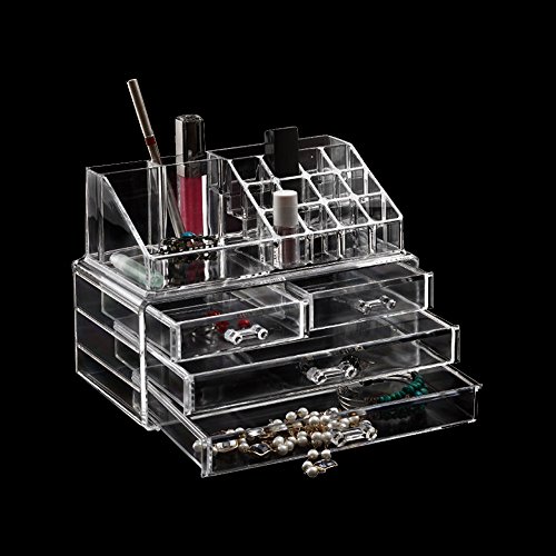 Apgstore Cosmetic Organizer Clear Acrylic Makeup Drawers Holder Case Box Jewelry Storage