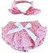 October Elf Baby Girl's Briefs Cotton Ruffle Bloomer and Headband Diaper Cover (S(0-6M), Pink+White)