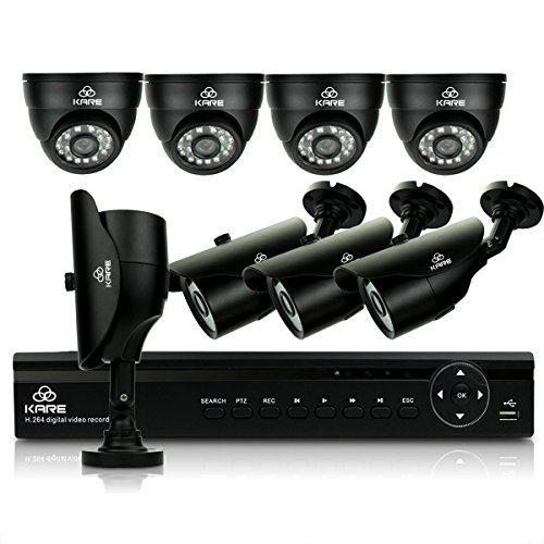 [TRUE 960P HD] KARE 8 Channel CCTV DVR Camera System with 4x Day Night Dome & 4x Bullet Cameras (960p 1280x960 1.3 Mega Pixels, Better Than 720P, Super Night Vision Distance, Email Alerts And Motion Detection, Waterproof IR Night Vision, Black)