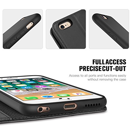 SHIELDON Funda iPhone 6s  Funda iPhone 6  Funda iPhone 6 Piel  Garant  a de por Vida  Cubierta Interior TPU  Ranuras para Tarjetas  Cierre Magn  tico  Funda Tapa iPhone 6s 6    Negro