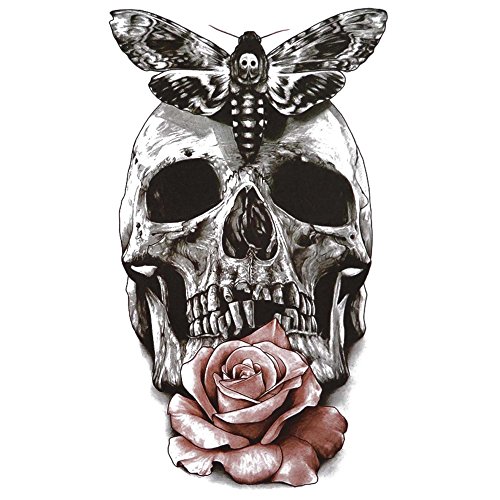 COKOHAPPY Large Temporary Tattoo , Skull Butterfly Rose for Lady Women