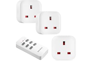 SURAIELEC Remote Control Plug Socket UK, 100Ft Wireless Light Switch, 13A/3120W Heavy Duty Indoor Wireless Outlets, Energy Saving Sockets for Home and Mobility Needs, 3-Socket with 1 Remote