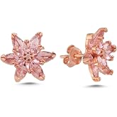 NEREZE 925 Ayar G&uuml;m&uuml;ş Pembe Taşlı Lotus &Ccedil;i&ccedil;eği K&uuml;pe