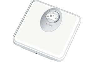 TERRAILLON - T61 BLANC, Balance Pèse Personne Mécanique - Grand Cadran Rotatif, Plateforme Métallique, 120kg max