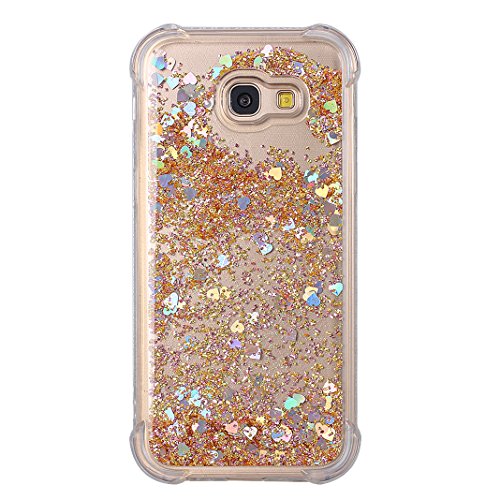 Galaxy A5 2017 Liquid H  lle  Rosa Schleife 3D Flie  en Fl  ssig Bling Dynamisch Treibsand Stern Glitzer Case Anti-Rutsch Kratzfest Transparent Siliko