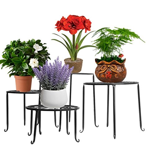 4in 1 Metall Blumen Regale Pflanzenständer Tisch Pflanzentisch Blumenständer (Schwarz) - 2